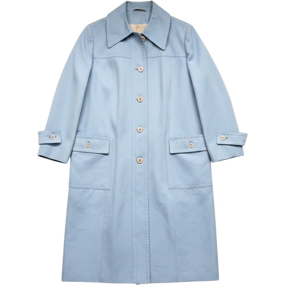 Vintage Forecaster of Boston Light Blue Trench Coat Button Front Size 16.5